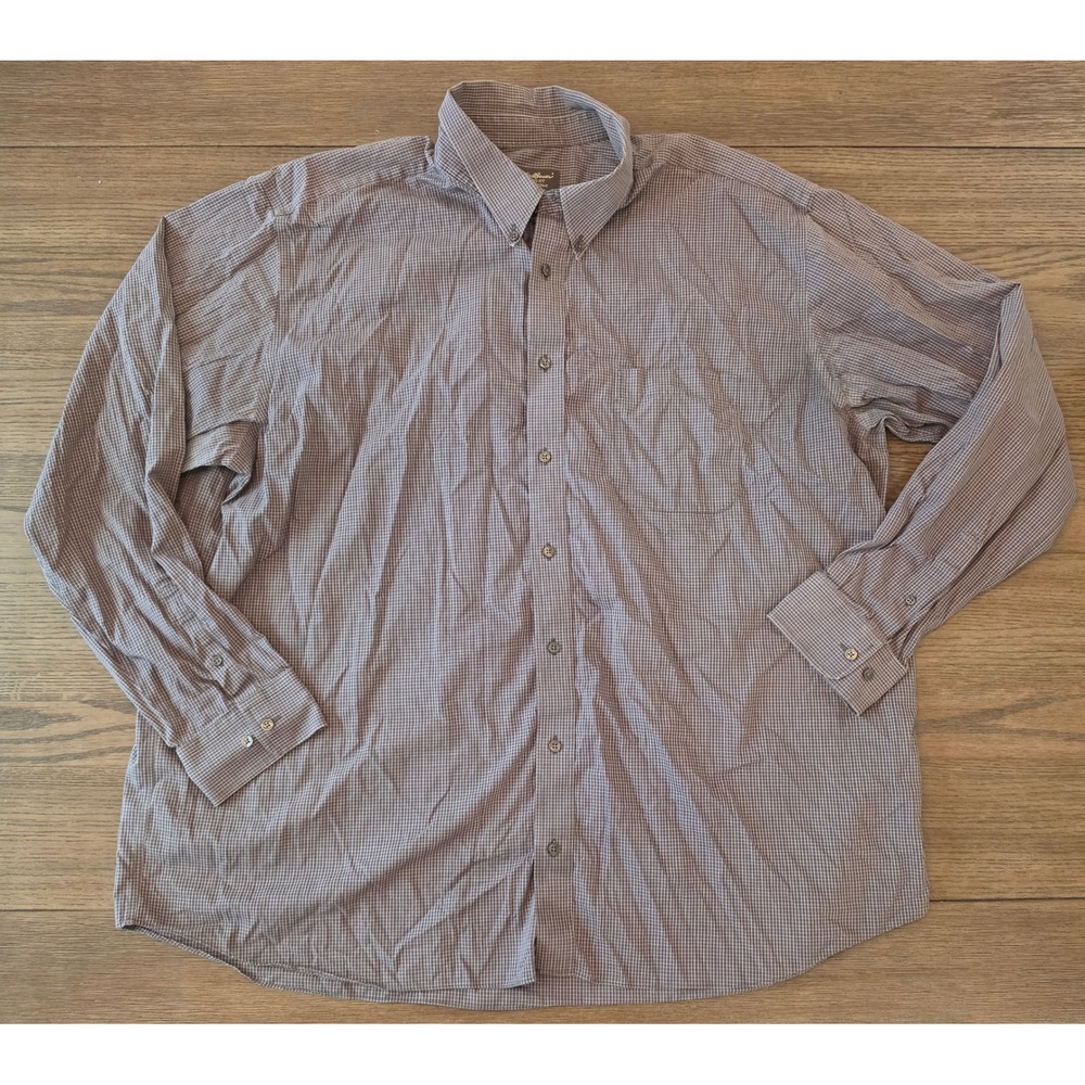 Eddie Bauer Relaxed Fit Wrinkle Resistant Cotton Shirt Tall 3XL Blue Micro Check